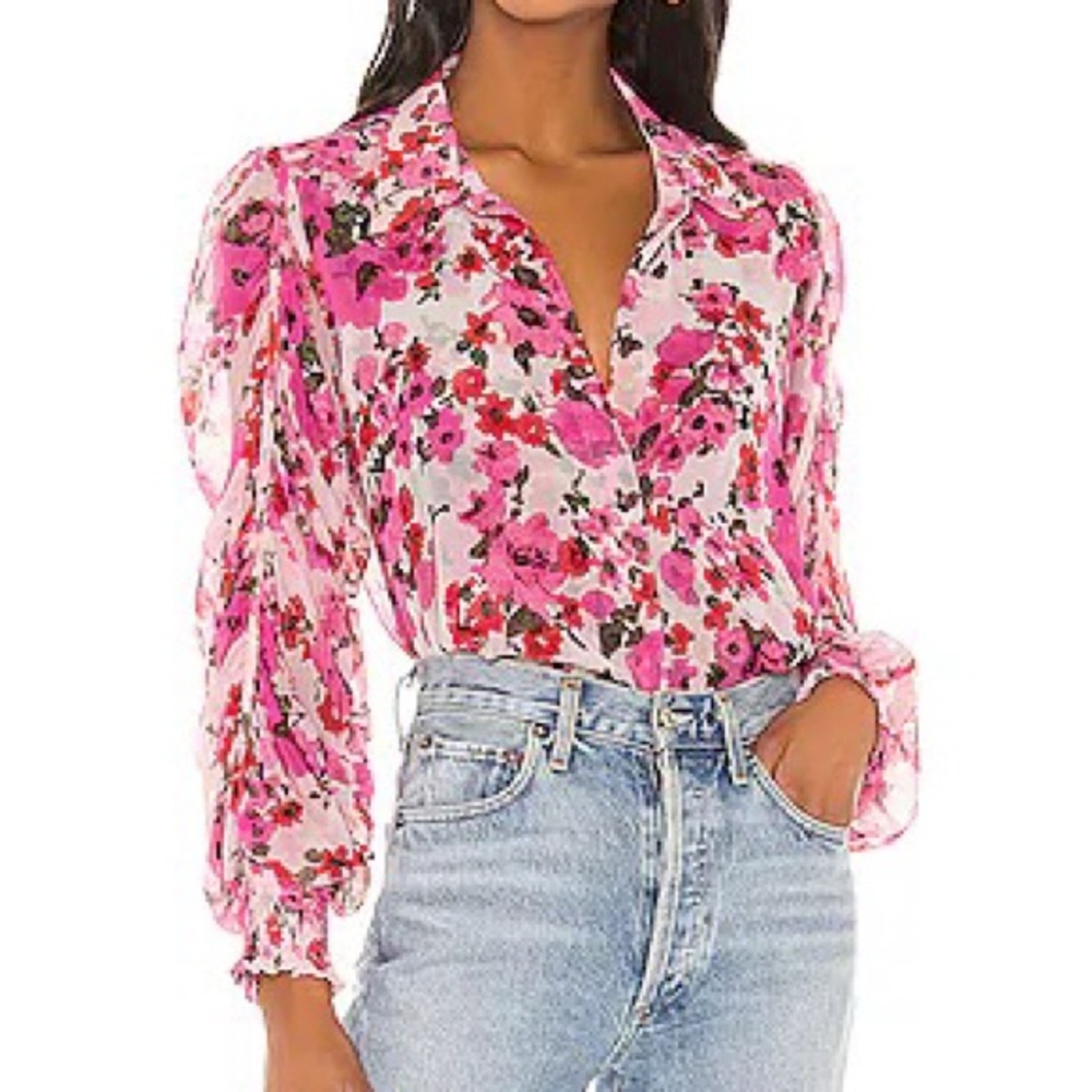 Misa Los Angeles Joanne Pink Floral Blouse